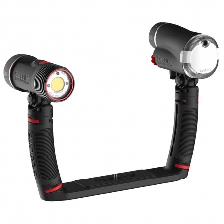 Kit lampe Scubapro SEA DRAGON DUO 3000F FLASH - comprend un flash Sea Dragon, une lampe Sea Dragon 3000, 2 poignées Flex-Connect et une platine double.